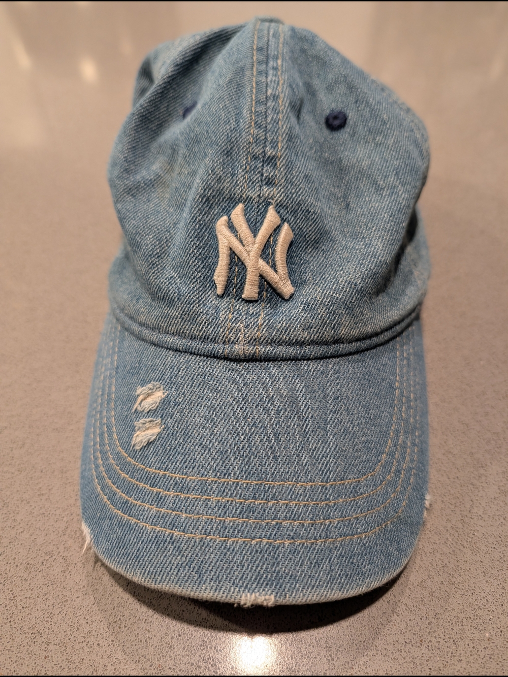 MLB New York Yankees Light Blue Denim Cap with White Logo